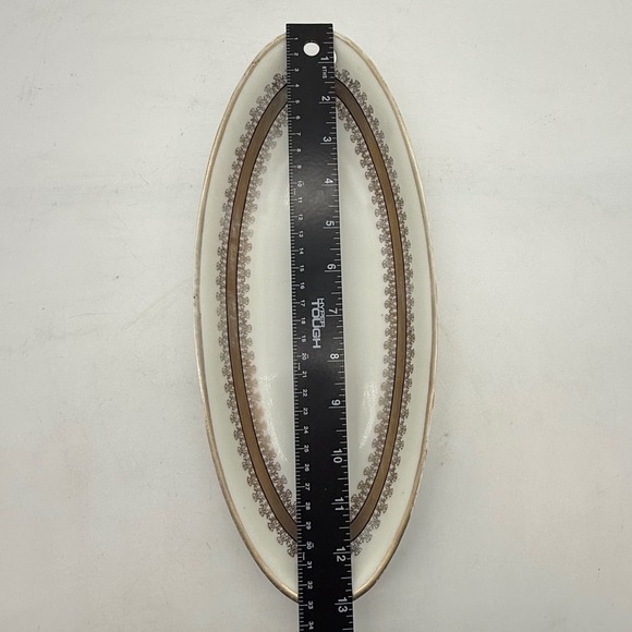 PV Vessra Germany Porcelain Oval Serving Bread Dish Gold Trim Handles art deco - Picture 4 of 9